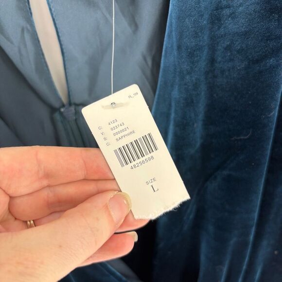 Anthropologie Greylin Luna blue Velvet Jumpsuit with Wrap VNeck wide leg  Design - Picture 7 of 10